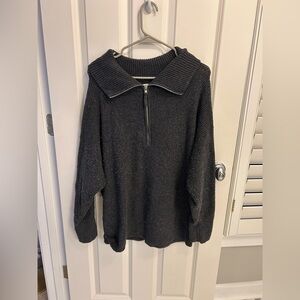 Aerie Black Oversized Quarter Zip